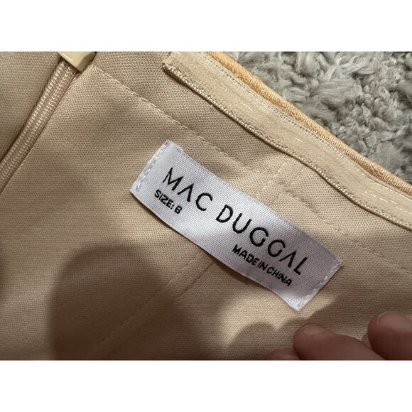 Mac Duggal Peach Multi Strapless Brocade Midi Dress with Pockets Sz 8 NWOT - Picture 5 of 7